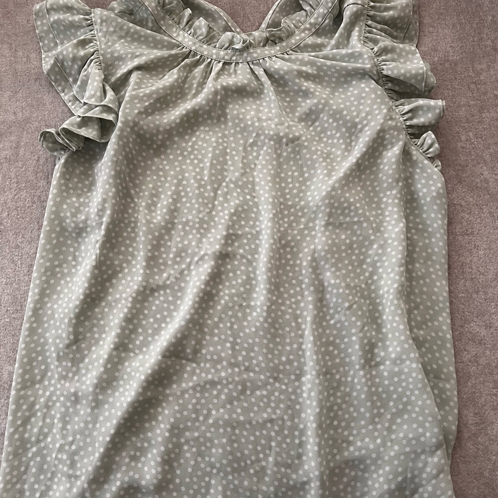 Express Gray Polka Dot Ruffle Blouse